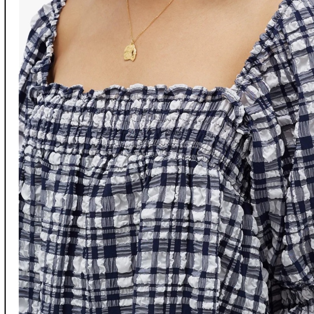 Solid & Striped Size S Square-Neck Checked Seersu… - image 4